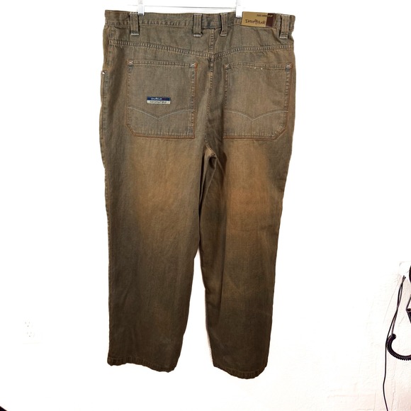 DNM Attitude Denim Jeans Y2K Wide leg Skater Distressed Brown Mens Size 48X33 - Picture 9 of 10
